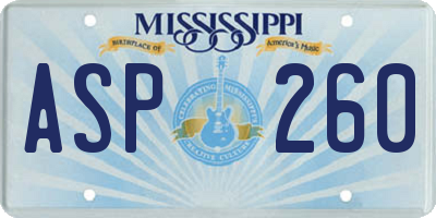 MS license plate ASP260