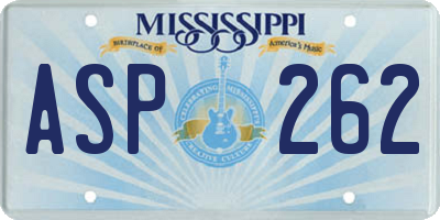 MS license plate ASP262