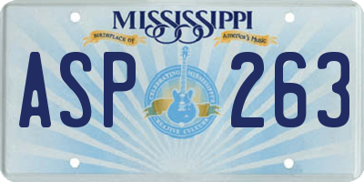 MS license plate ASP263