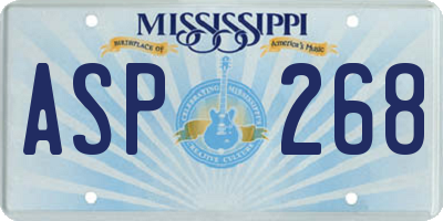 MS license plate ASP268