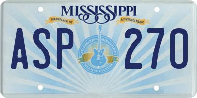 MS license plate ASP270