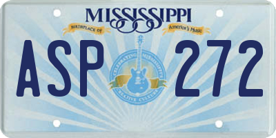 MS license plate ASP272