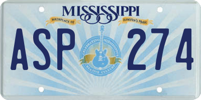 MS license plate ASP274