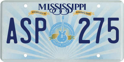 MS license plate ASP275