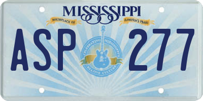 MS license plate ASP277