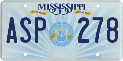 MS license plate ASP278