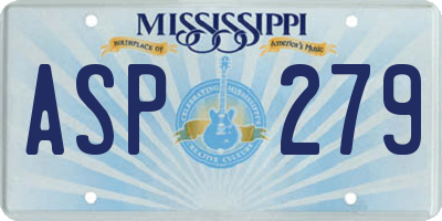 MS license plate ASP279