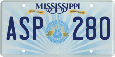 MS license plate ASP280