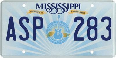 MS license plate ASP283