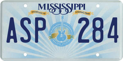 MS license plate ASP284