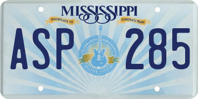 MS license plate ASP285