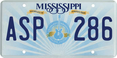 MS license plate ASP286
