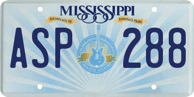 MS license plate ASP288