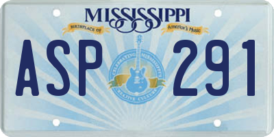 MS license plate ASP291