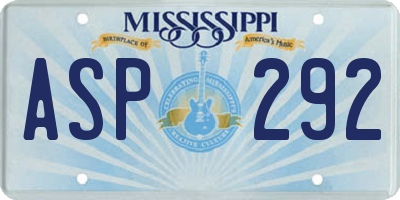 MS license plate ASP292