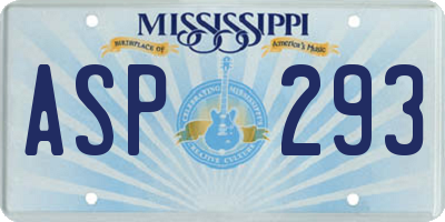 MS license plate ASP293