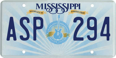 MS license plate ASP294