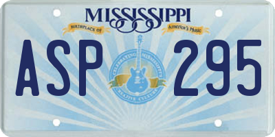 MS license plate ASP295