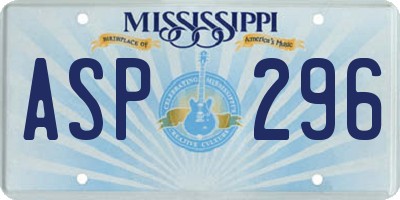 MS license plate ASP296