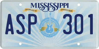 MS license plate ASP301