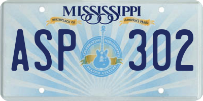 MS license plate ASP302