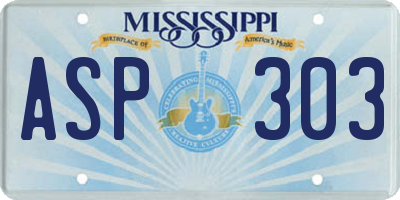 MS license plate ASP303