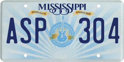 MS license plate ASP304