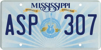 MS license plate ASP307