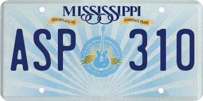 MS license plate ASP310