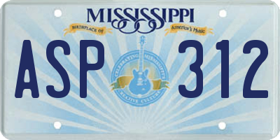 MS license plate ASP312