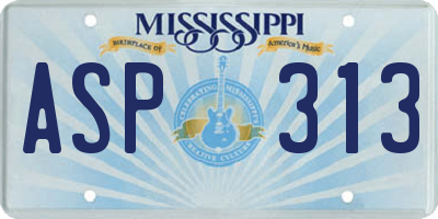 MS license plate ASP313