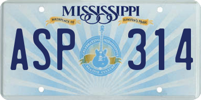 MS license plate ASP314