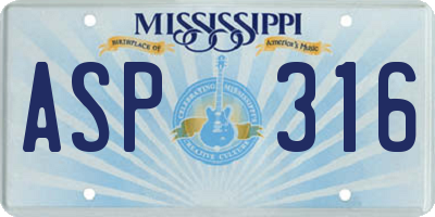 MS license plate ASP316