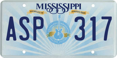 MS license plate ASP317