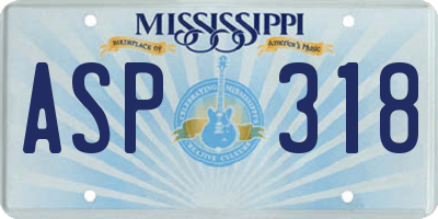 MS license plate ASP318