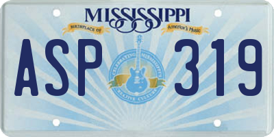 MS license plate ASP319