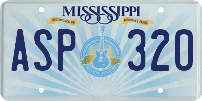 MS license plate ASP320