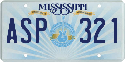 MS license plate ASP321