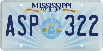 MS license plate ASP322
