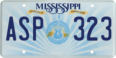 MS license plate ASP323