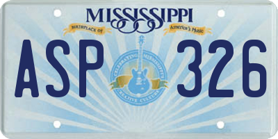MS license plate ASP326