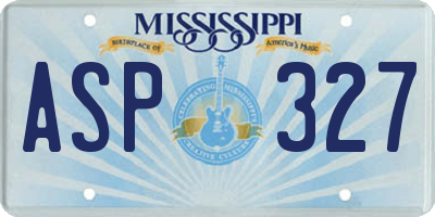 MS license plate ASP327