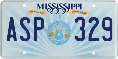 MS license plate ASP329