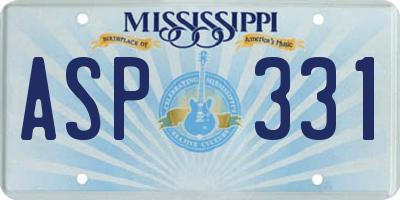 MS license plate ASP331