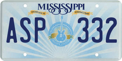 MS license plate ASP332