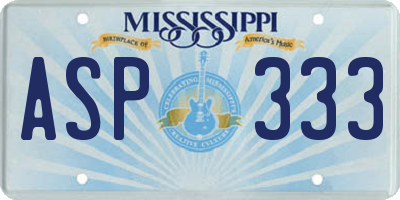 MS license plate ASP333