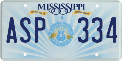 MS license plate ASP334
