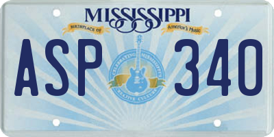 MS license plate ASP340