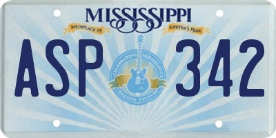 MS license plate ASP342