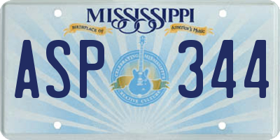 MS license plate ASP344